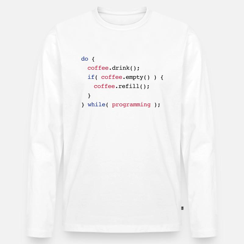 Code Coffee Refill Programming - Männer Premium Bio Langarmshirt - Weiß