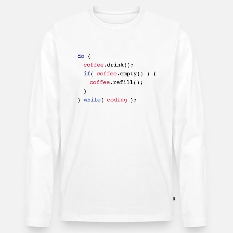 Code Coffee Refill Codierung - Männer Premium Bio Langarmshirt - Weiß