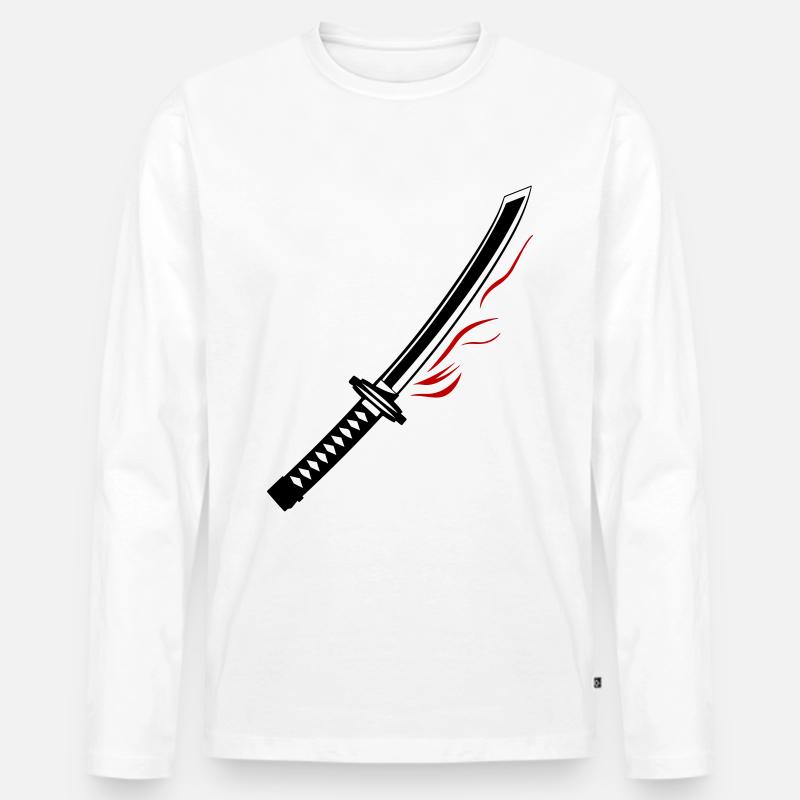 Samurai Schwert Icon - Männer Premium Bio Langarmshirt - Weiß