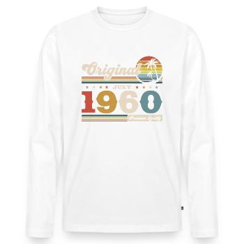 65ème Anniversaire Original Juillet Millésime 1960 - T-shirt manches longues Premium bio Homme - blanc - Devant - Nico (187cm)