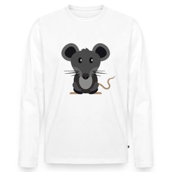 Souris mignonne mignonne - T-shirt manches longues Premium bio Homme - blanc - Devant - Nico (187cm)