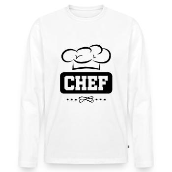 chef cuisinier - T-shirt manches longues Premium bio Homme - blanc - Devant - Nico (187cm)
