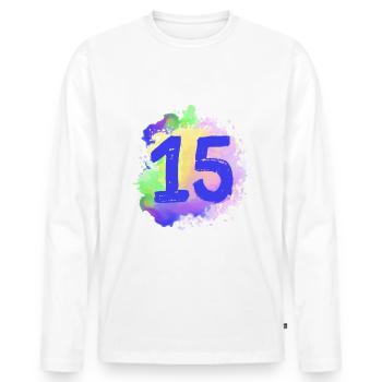 15 Nombre d’objets blob - T-shirt manches longues Premium bio Homme - blanc - Devant - Nico (187cm)