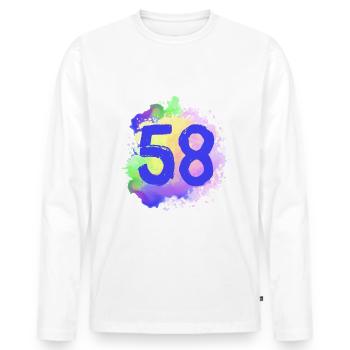 58 Nombre d’objets blob - T-shirt manches longues Premium bio Homme - blanc - Devant - Nico (187cm)