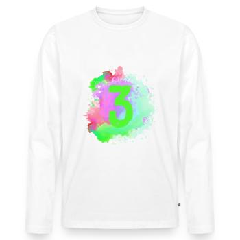 3 Nombre d’objets blob - T-shirt manches longues Premium bio Homme - blanc - Devant - Nico (187cm)