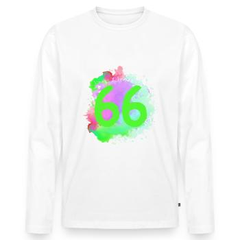 66 Nombre d’objets blob - T-shirt manches longues Premium bio Homme - blanc - Devant - Nico (187cm)