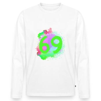 69 Nombre d’objets blob - T-shirt manches longues Premium bio Homme - blanc - Devant - Nico (187cm)