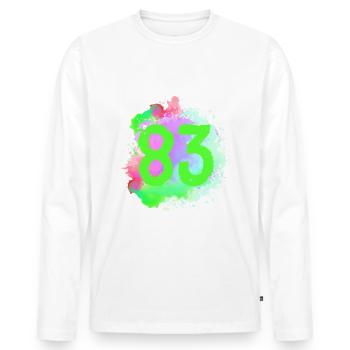 83 Nombre d’objets blob - T-shirt manches longues Premium bio Homme - blanc - Devant - Nico (187cm)