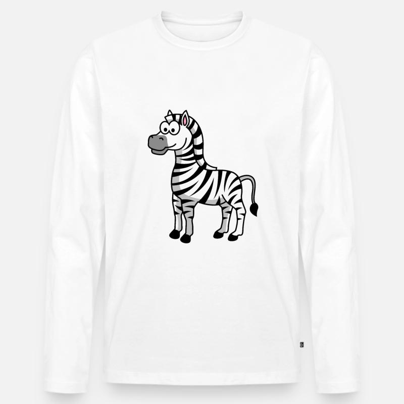 Zebra Comic Tier - Männer Premium Bio Langarmshirt - Weiß