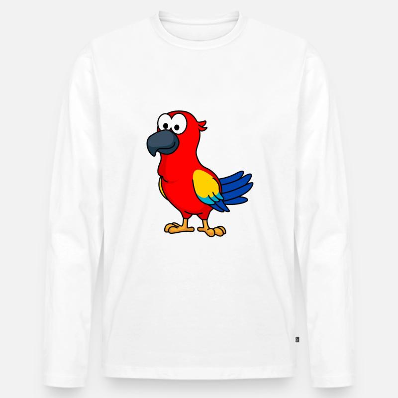 Papagai Comic Tier - Männer Premium Bio Langarmshirt - Weiß