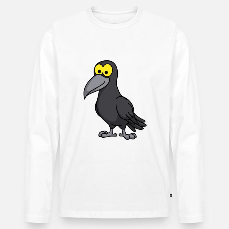 Krähe Comic Tier - Männer Premium Bio Langarmshirt - Weiß