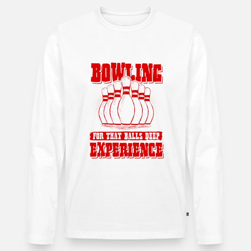 Bowling Experimen - Männer Premium Bio Langarmshirt - Weiß