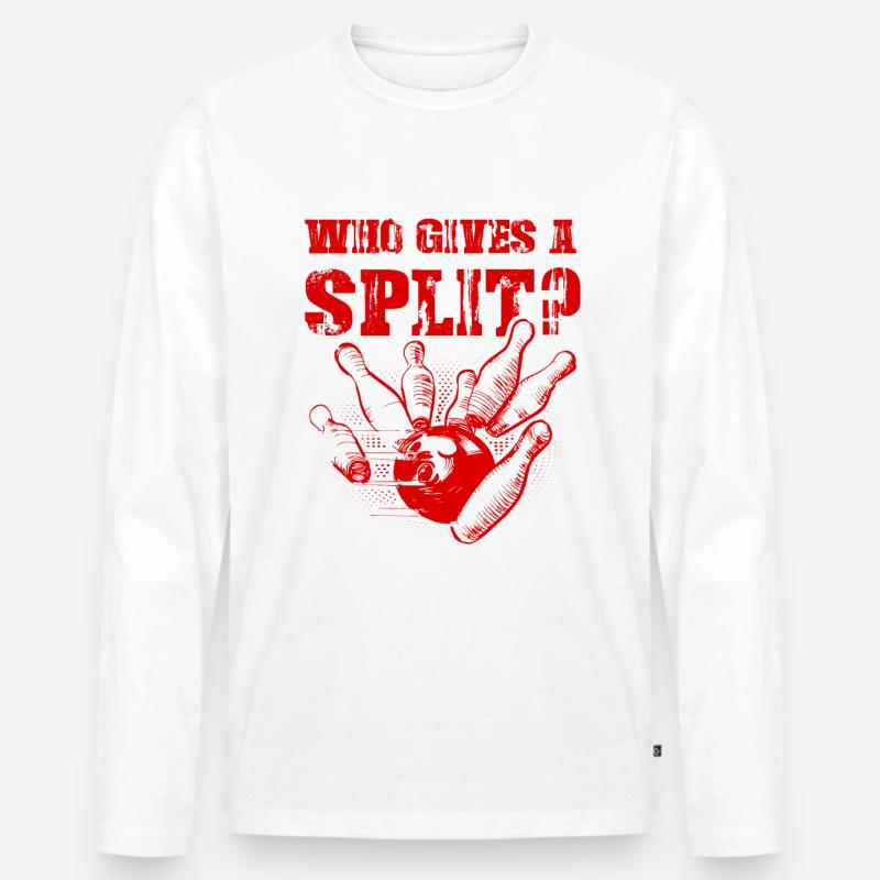 Bowling Split - Männer Premium Bio Langarmshirt - Weiß