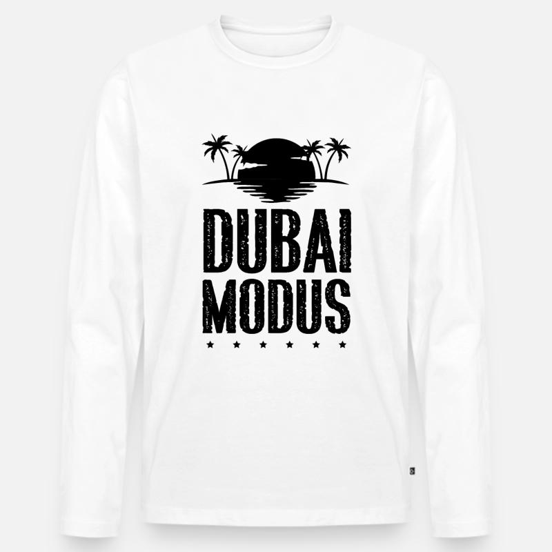 Dubai Modus - Männer Premium Bio Langarmshirt - Weiß