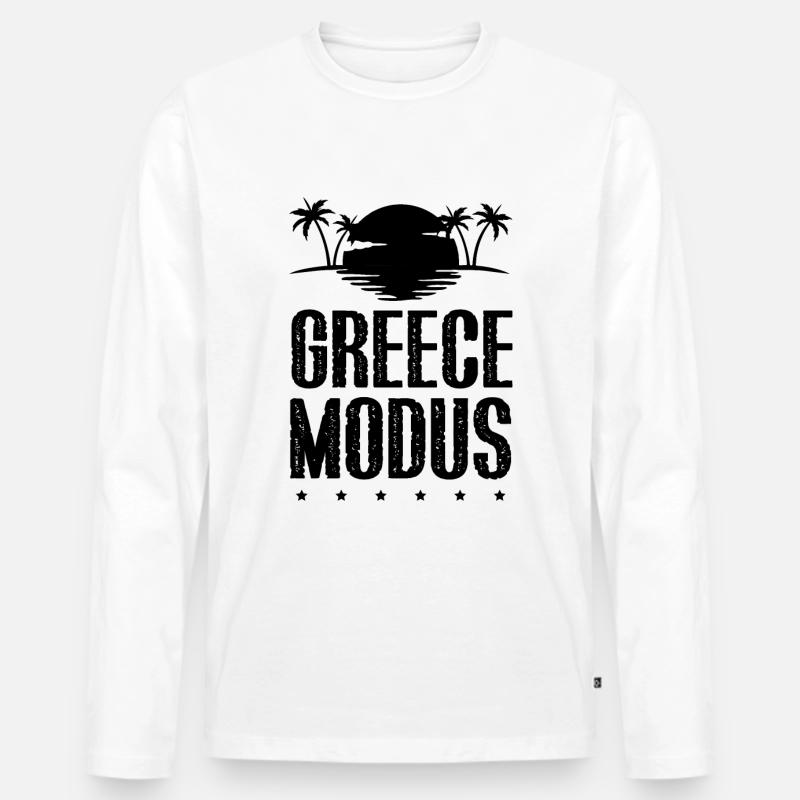 Greece Modus - Männer Premium Bio Langarmshirt - Weiß