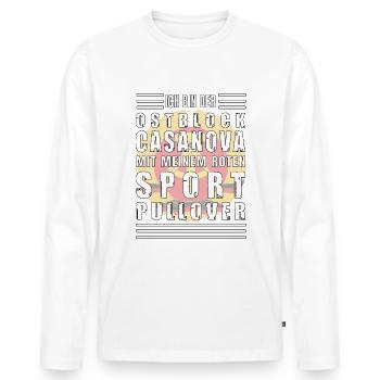 Ostblock Casanova Sport Pullover - Männer Premium Bio Langarmshirt - Weiß - Vorne - Nico (187cm)