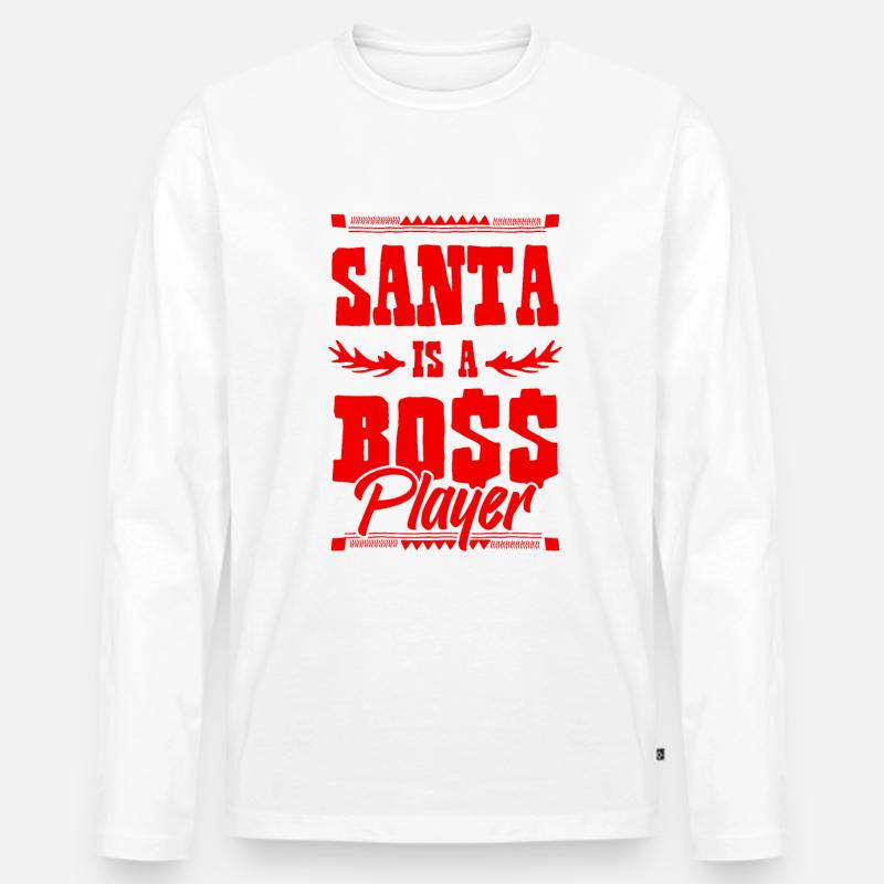 Santa is a Boss - Männer Premium Bio Langarmshirt - Weiß