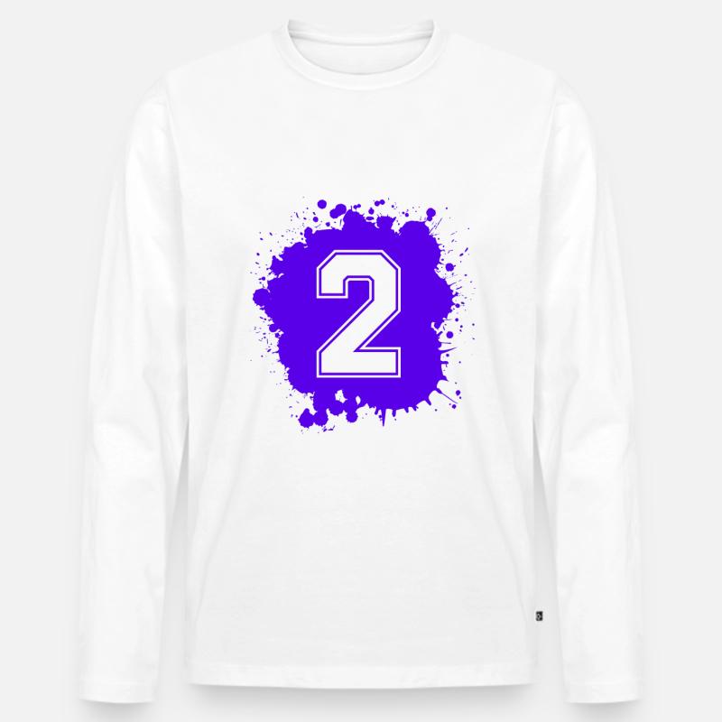 2 Zahl Klecks - Männer Premium Bio Langarmshirt - Weiß
