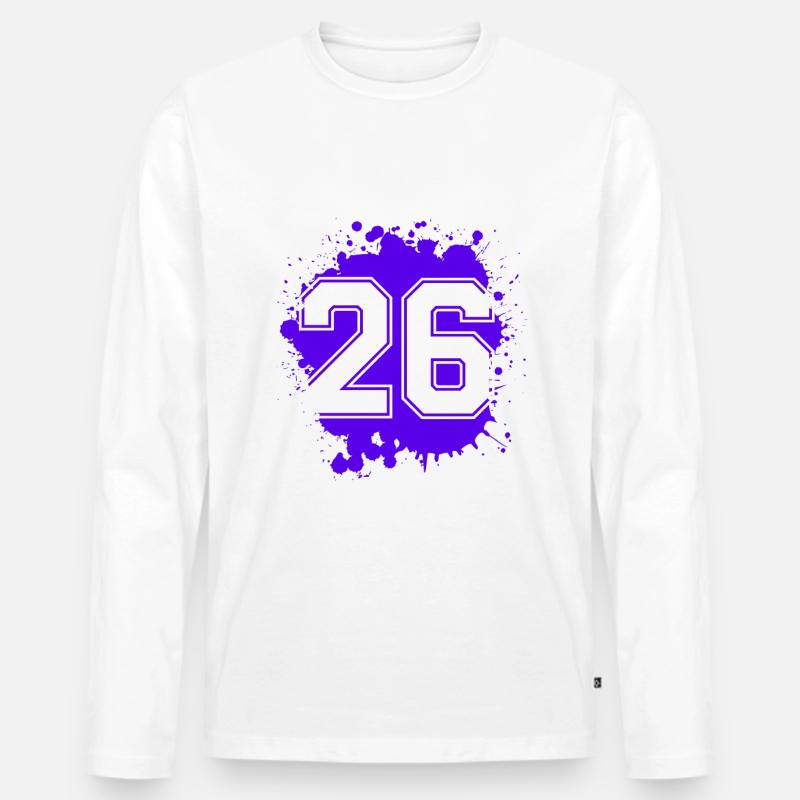 26 Zahl Klecks - Männer Premium Bio Langarmshirt - Weiß