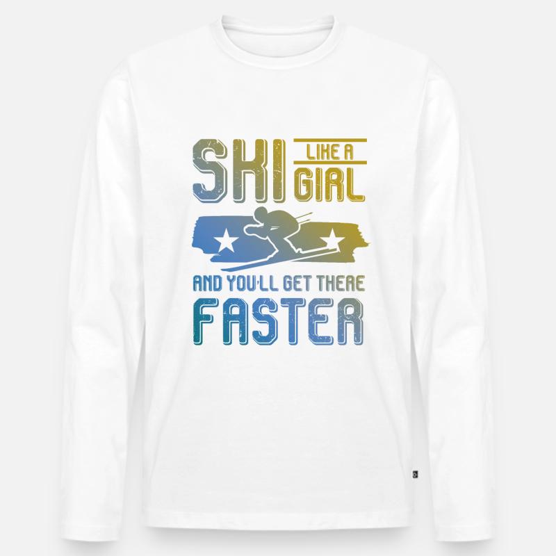 ski mädchen - Männer Premium Bio Langarmshirt - Weiß
