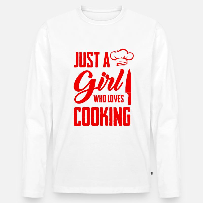 mädchen liebt kochen - Männer Premium Bio Langarmshirt - Weiß