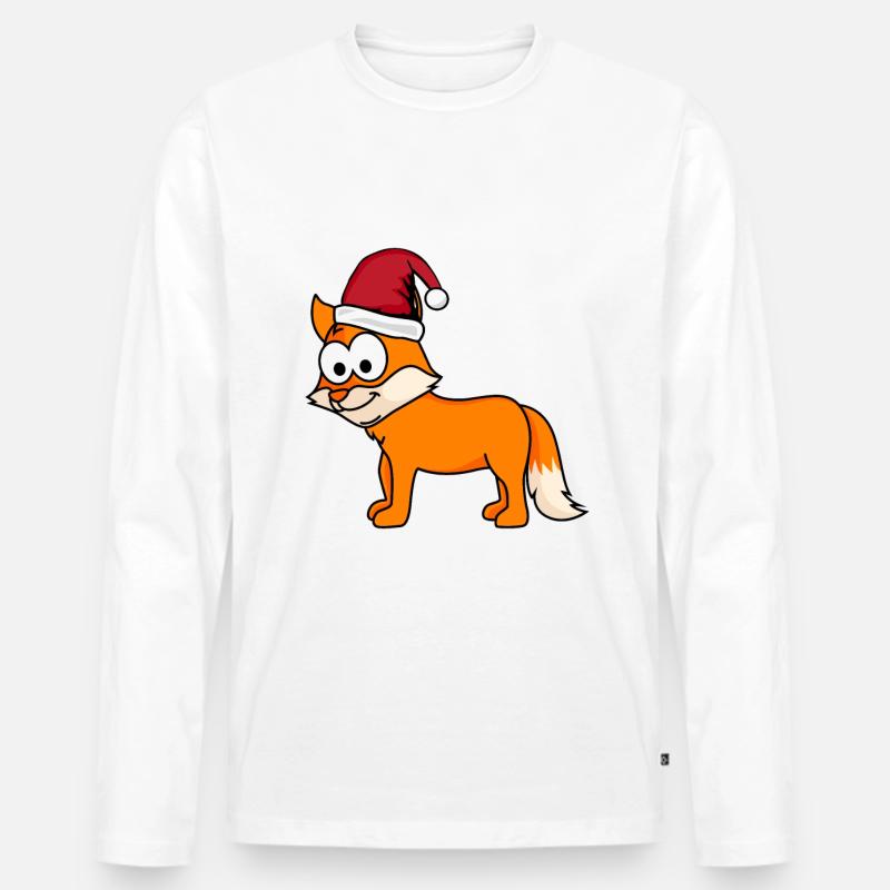 Fuchs Comic Weihnachten - Männer Premium Bio Langarmshirt - Weiß