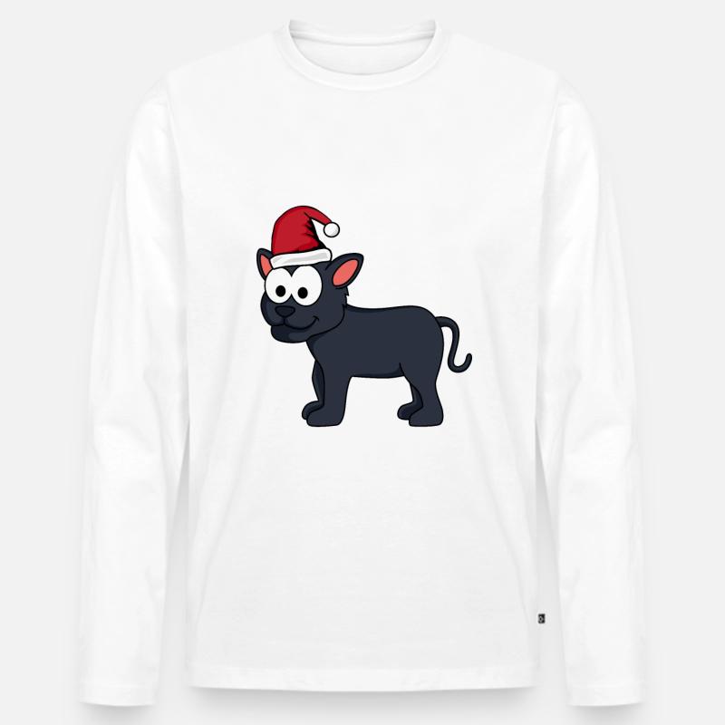 Panther Comic Weihnachten - Männer Premium Bio Langarmshirt - Weiß