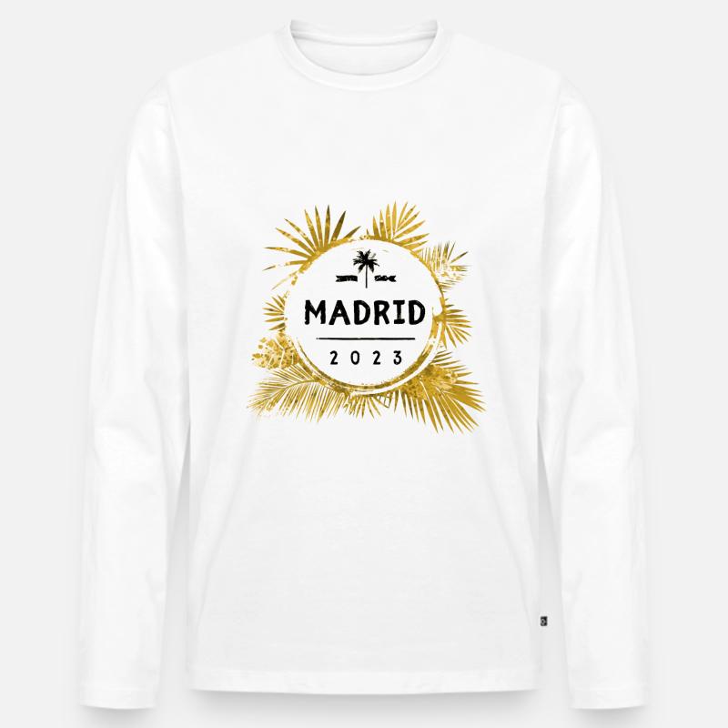 Madrid 2023 Bunt - Männer Premium Bio Langarmshirt - Weiß