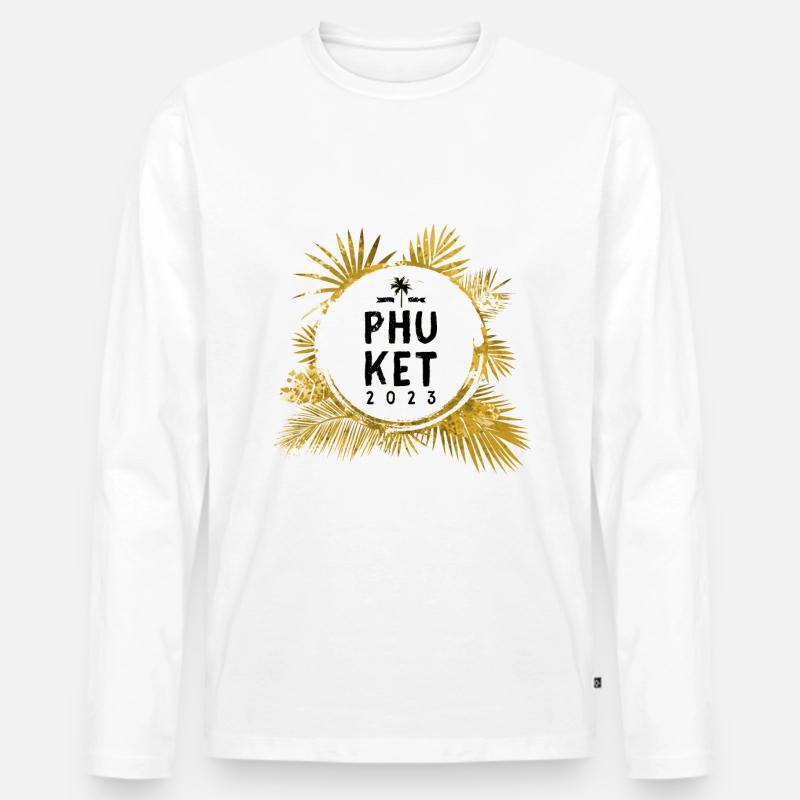 Phuket 2023 Bunt - Männer Premium Bio Langarmshirt - Weiß
