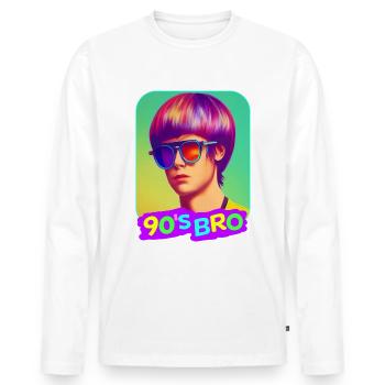 90s Bro 90s Party - Men's Premium Organic Long Sleeve Shirt - white - Front - Nico (187cm)
