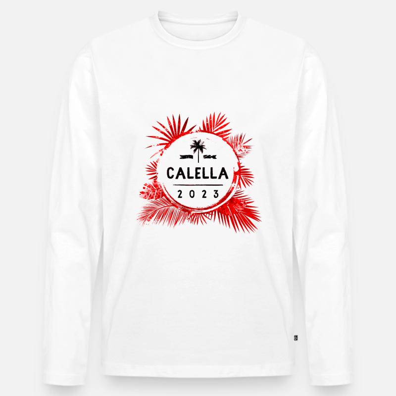 Calella 2023 Bunt - Männer Premium Bio Langarmshirt - Weiß