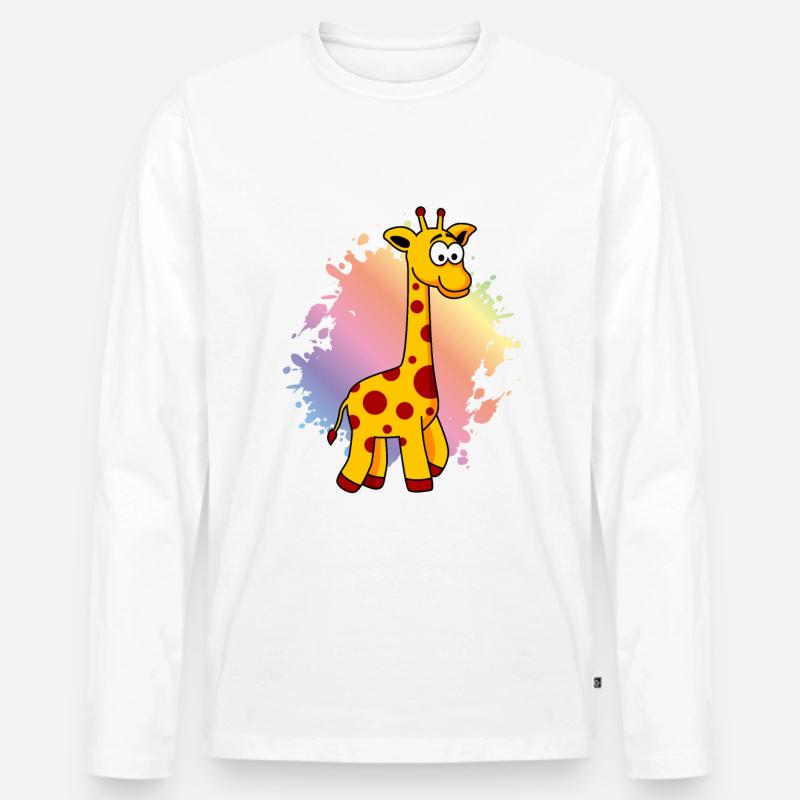 Giraffe Comic Tier - Männer Premium Bio Langarmshirt - Weiß