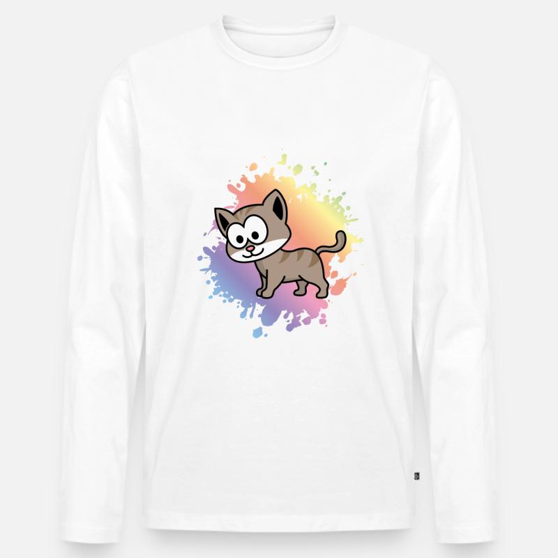 Katze Comic Tier - Männer Premium Bio Langarmshirt - Weiß