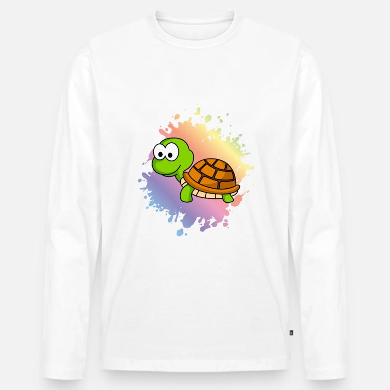 Schildkröte Comic Tier - Männer Premium Bio Langarmshirt - Weiß