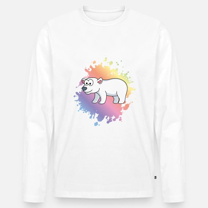 Eisbär Comic Tier - Männer Premium Bio Langarmshirt - Weiß