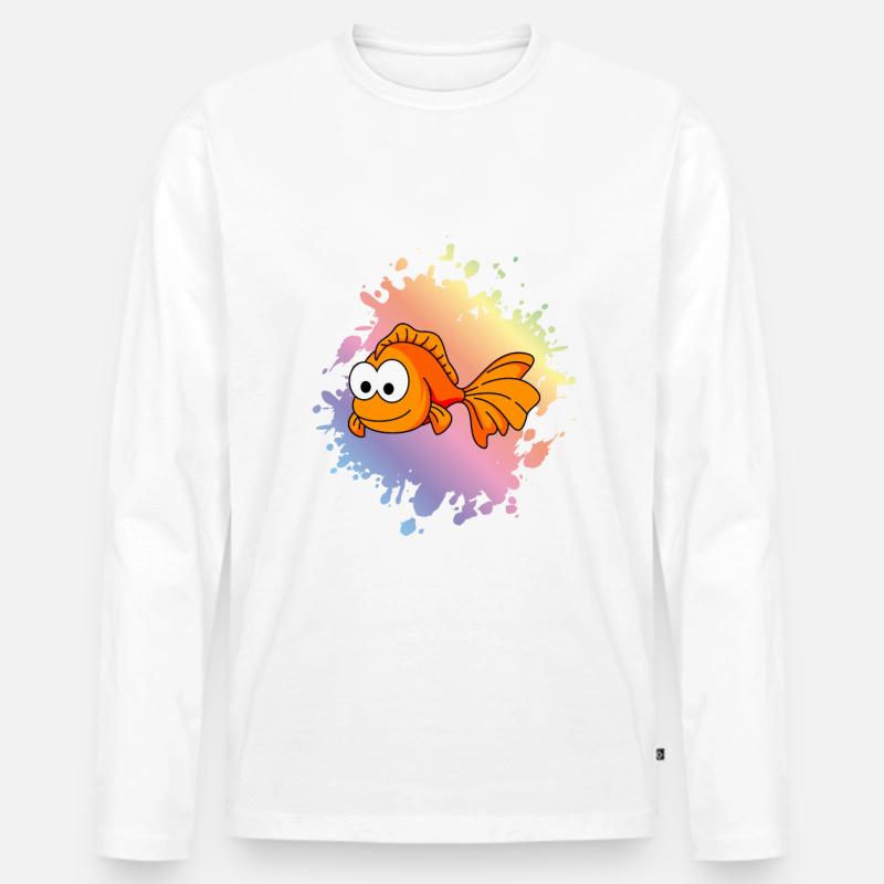 Goldfisch Comic Tier - Männer Premium Bio Langarmshirt - Weiß