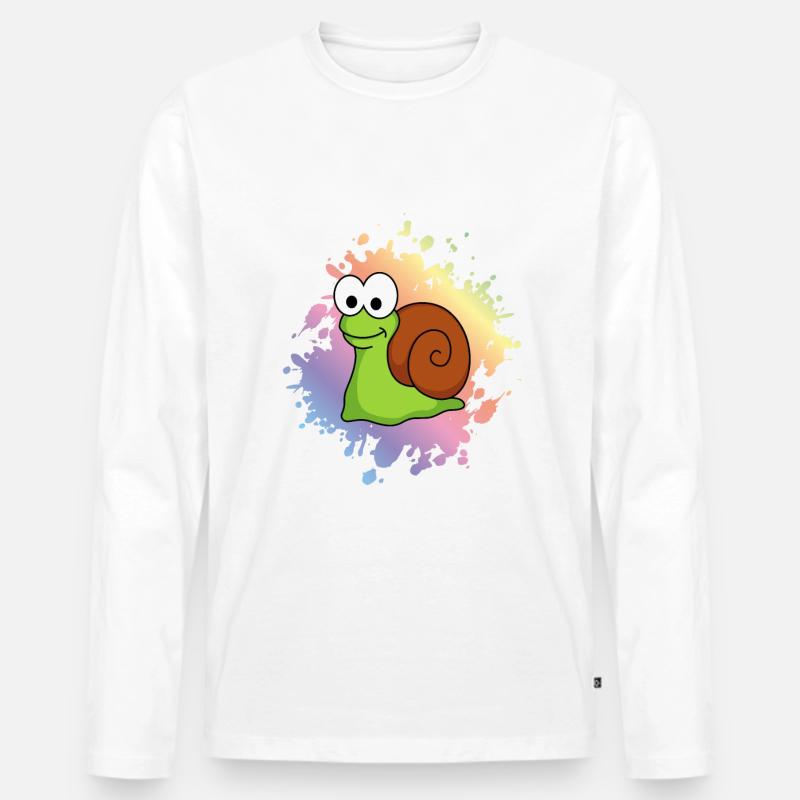 Schnecke Comic Tier - Männer Premium Bio Langarmshirt - Weiß