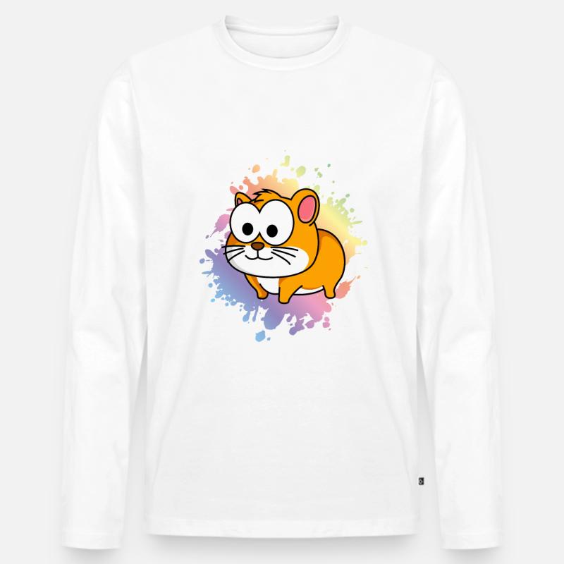 Hamster Comic Tier - Männer Premium Bio Langarmshirt - Weiß