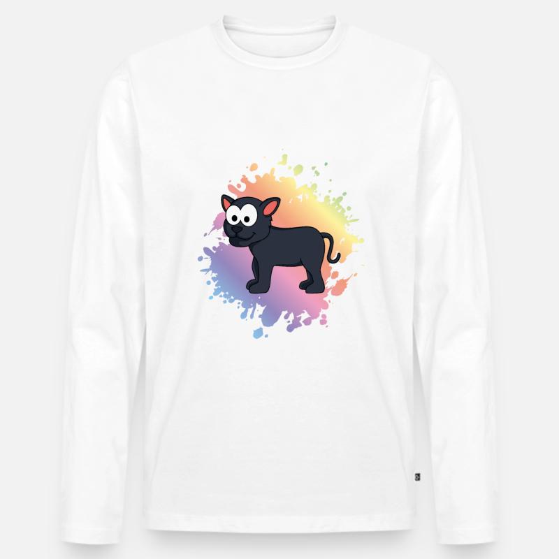 Panther Comic Tier - Männer Premium Bio Langarmshirt - Weiß