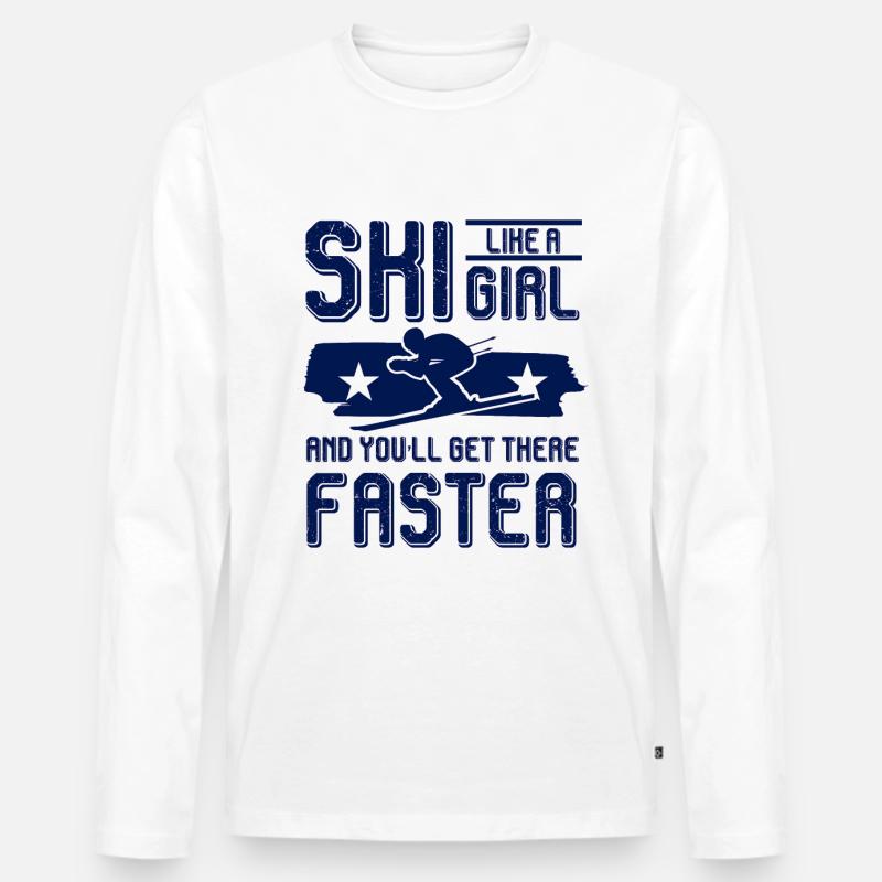 ski mädchen - Männer Premium Bio Langarmshirt - Weiß