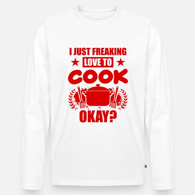 liebe kochen - Männer Premium Bio Langarmshirt - Weiß