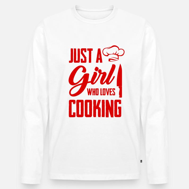 mädchen liebt kochen - Männer Premium Bio Langarmshirt - Weiß
