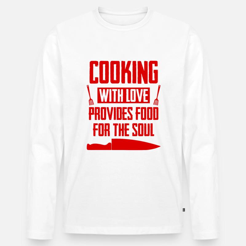 kochen mit liebe - Männer Premium Bio Langarmshirt - Weiß