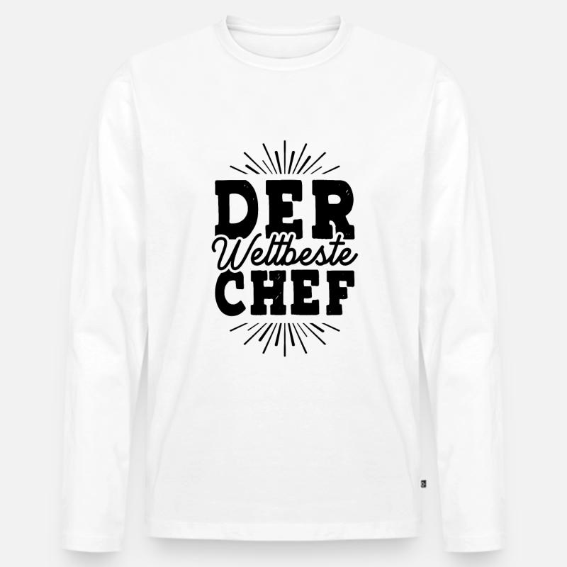 Weltbester Chef - Männer Premium Bio Langarmshirt - Weiß