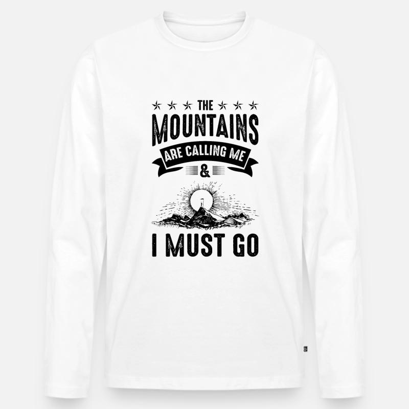 Mountains are Calling - Männer Premium Bio Langarmshirt - Weiß