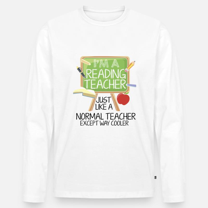 Lehrer Lehrerin lesen - Männer Premium Bio Langarmshirt - Weiß