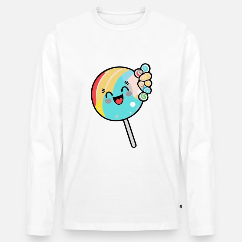 Lollipop Comic - Männer Premium Bio Langarmshirt - Weiß