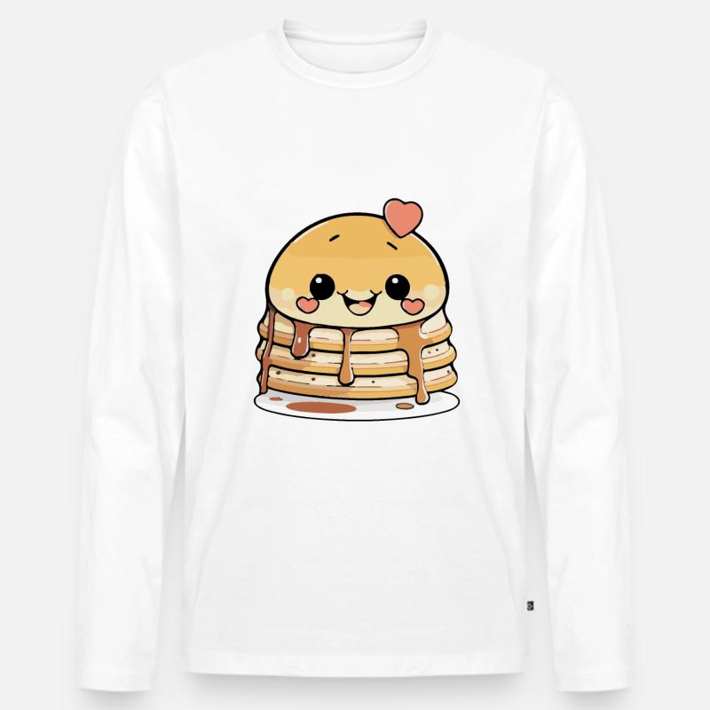 Pancake Comic - Männer Premium Bio Langarmshirt - Weiß