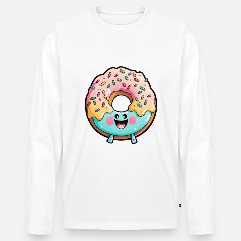 Donut Comic - Männer Premium Bio Langarmshirt - Weiß