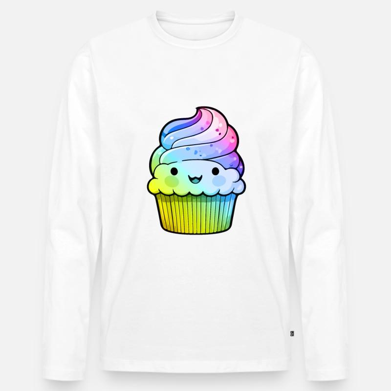 Cupkake Comic Bunt - Männer Premium Bio Langarmshirt - Weiß